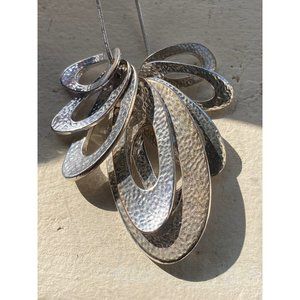 Liz Claiborne Silver Layered Long Graduated Disc Necklace